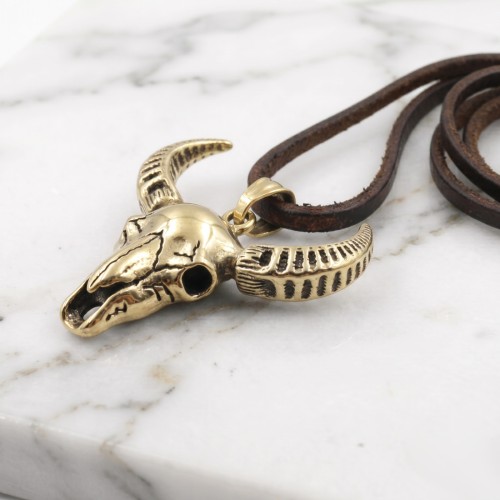 Złota zawieszka ze stali CZASZKA BYKA