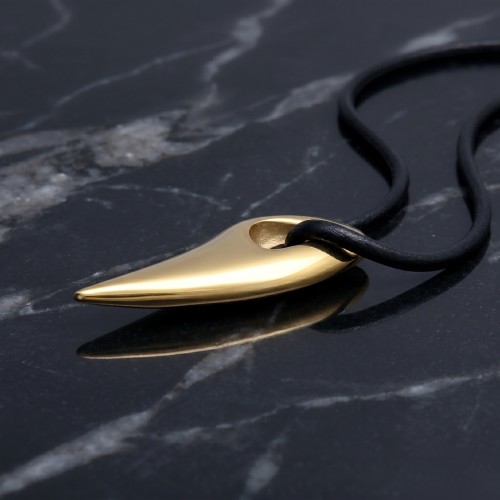 Złota zawieszka stalowa w kształcie kła