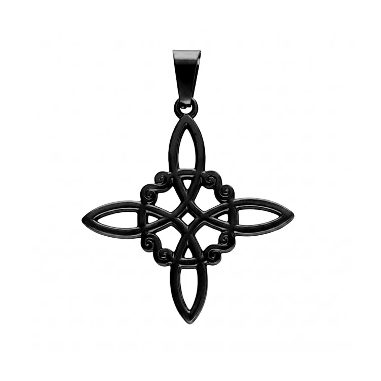 Czarny wisiorek stalowy węzeł czarownic