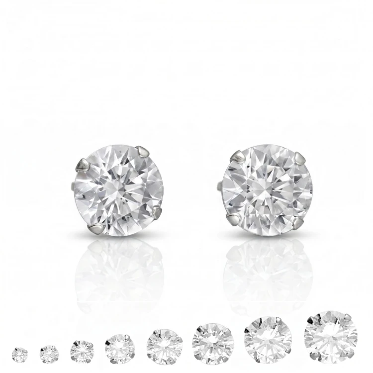 Kolczyki ze srebra z okrągłymi cyrkoniami Crystal