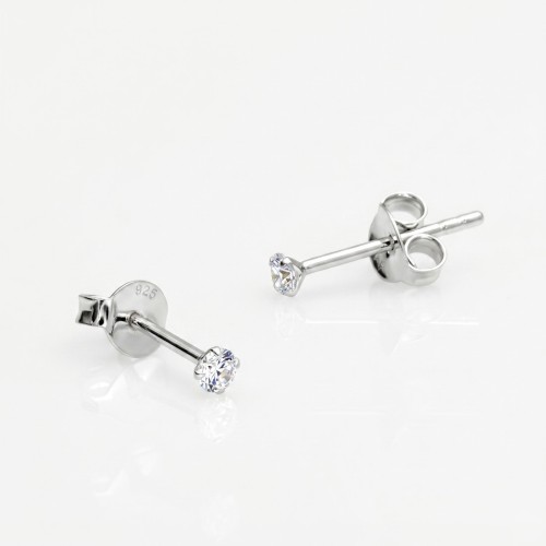 Kolczyki ze srebra z okrągłymi cyrkoniami Crystal