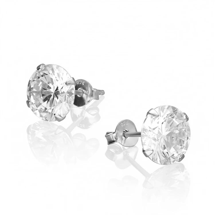 Kolczyki ze srebra z okrągłymi cyrkoniami Crystal