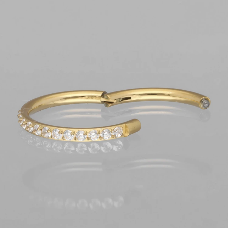 Złoty tytanowy clicker z cyrkoniami crystal