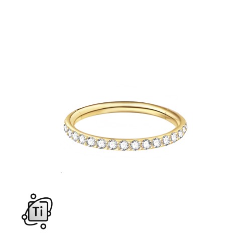 Złoty tytanowy clicker z cyrkoniami crystal