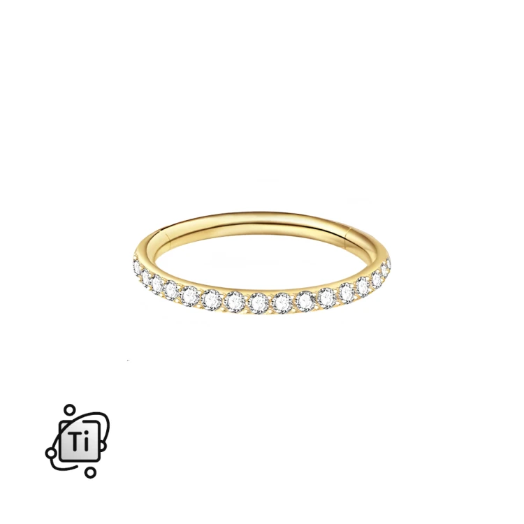 Złoty tytanowy clicker z cyrkoniami crystal