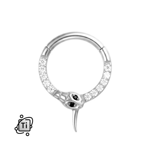 Tytanowy clicker z cyrkoniami i motywem węża