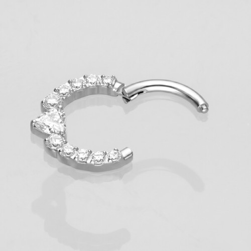 Tytanowy clicker z serduszkiem i cyrkoniami Crystal