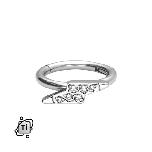 Tytanowy clicker z motywem błyskawicy i cyrkoniami