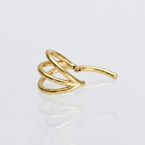 Złoty tytanowy potrójny kolczyk typu clicker