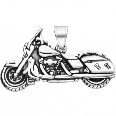Srebrna zawieszka ze stali w kształcie motocykla typu chopper
