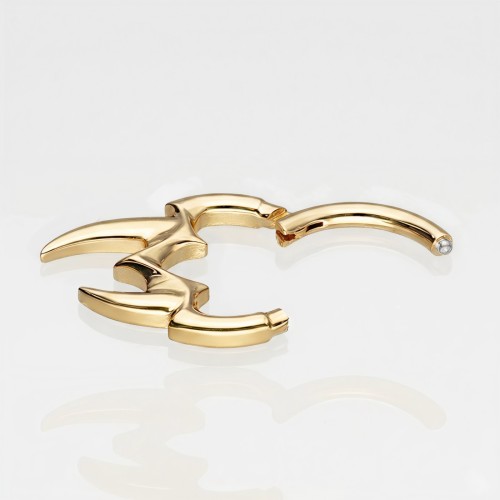 Złoty tytanowy clicker z motywem kłów