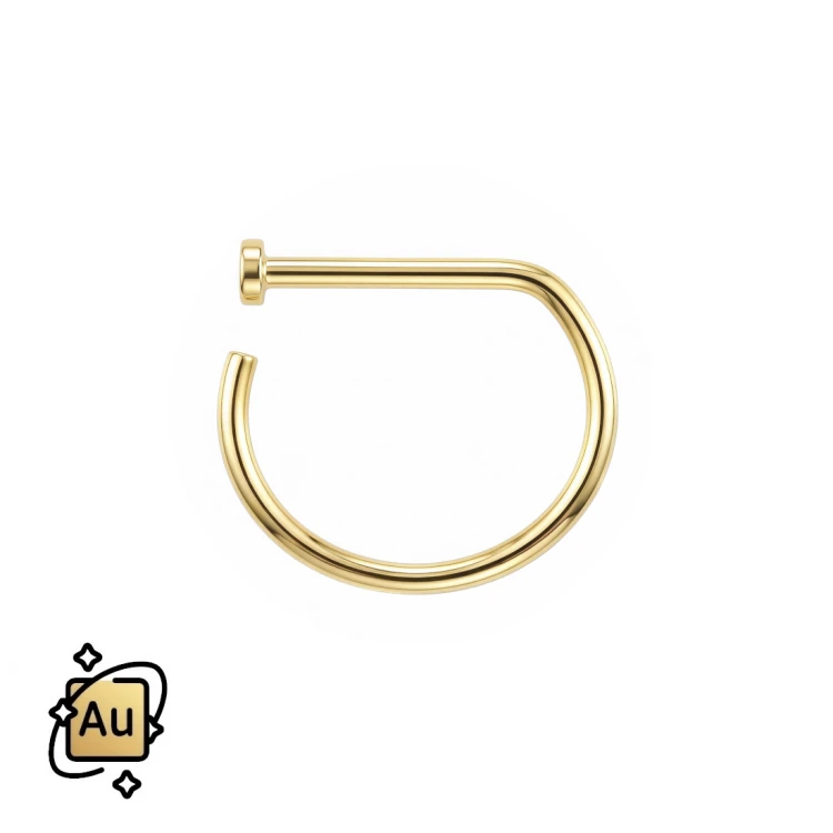 Kolczyk do nosa typu otwarty D-ring ze Złota 14K
