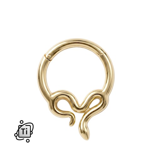 Złoty clicker z tytanu z wężowym motywem