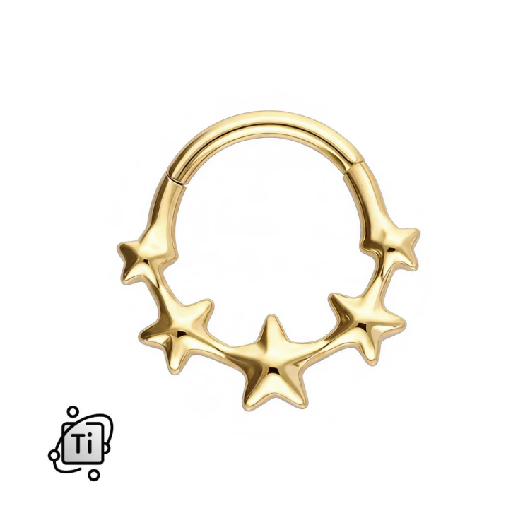 Złoty clicker tytanowy z motywem pięciu gwiazdek