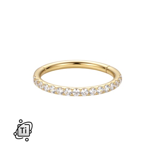 Złoty clicker tytanowy z cyrkoniami crystal