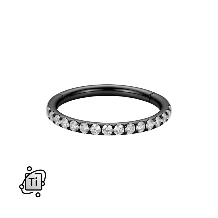 Czarny clicker tytanowy z cyrkoniami crystal