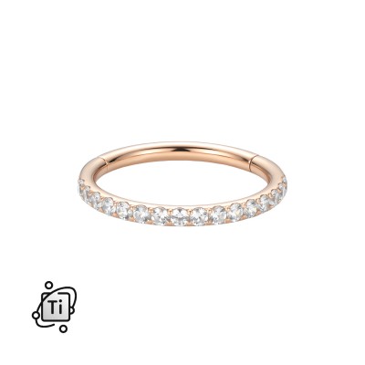 Clicker tytanowy w kolorze rose gold z cyrkoniami crystal