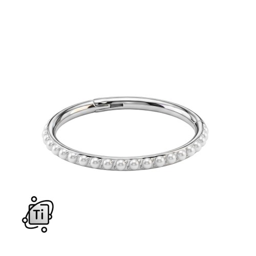 Tytanowe kółko clicker z perełkami