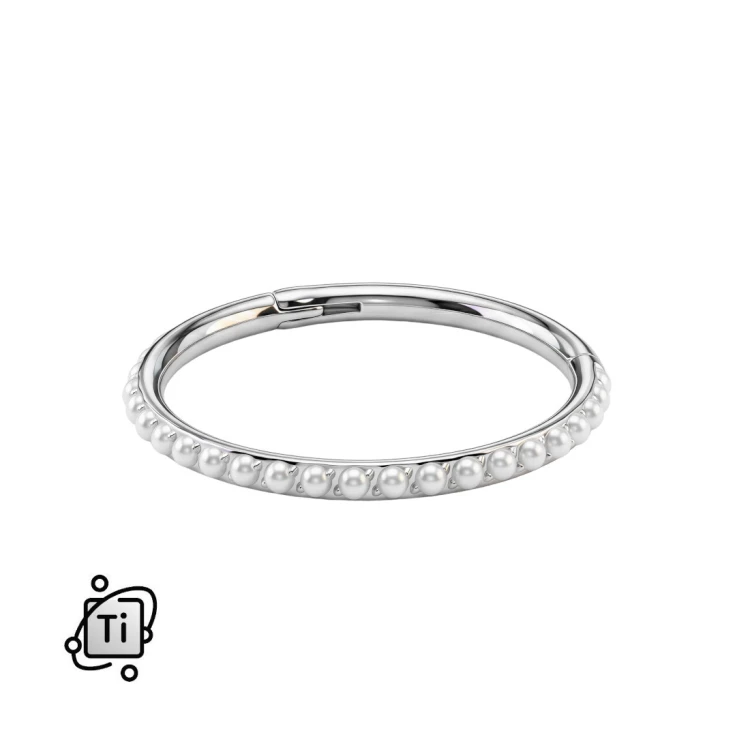 Tytanowe kółko clicker z perełkami