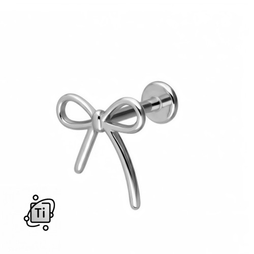 Labret tytanowy w kształcie kokardki