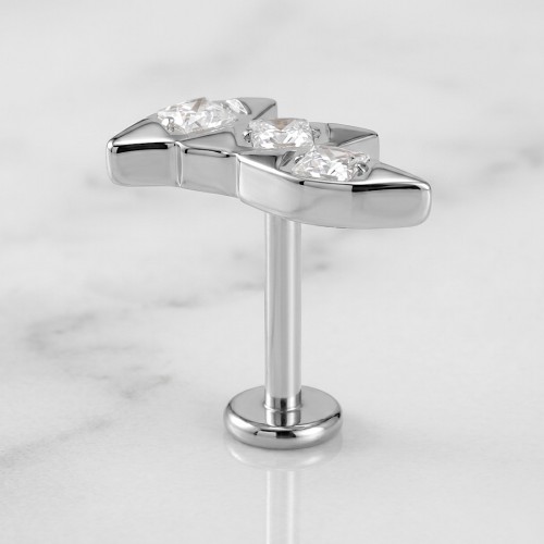 Labret tytanowy z kwadratowymi cyrkoniami