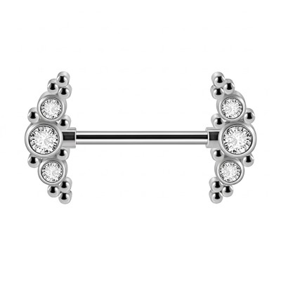 Kolczyk do sutka ze Stali 316L łuki z cyrkoniami Crystal