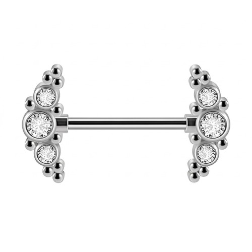Kolczyk do sutka ze Stali 316L łuki z cyrkoniami Crystal