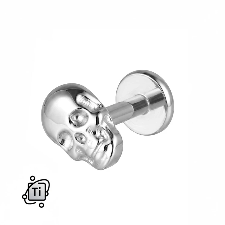 Labret tytanowy z czaszką