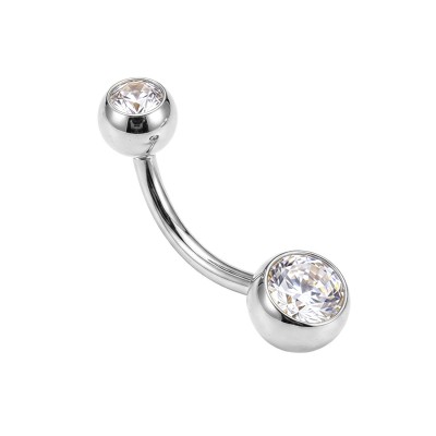 Kolczyk do pępka ze Stali 316L z cyrkoniami Crystal