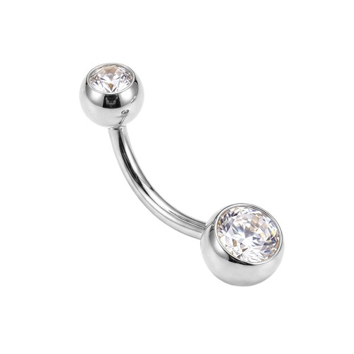 Kolczyk do pępka ze Stali 316L z cyrkoniami Crystal