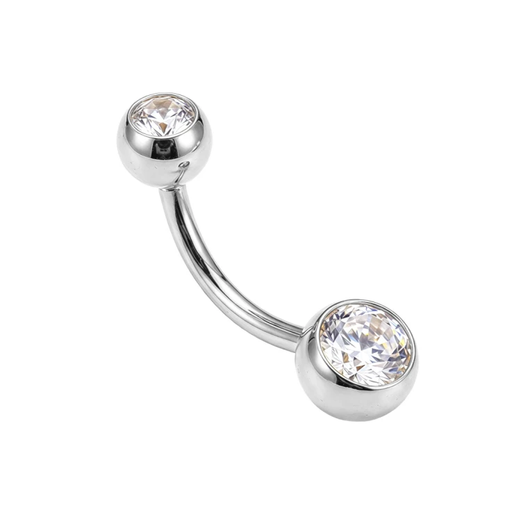 Kolczyk do pępka ze Stali 316L z cyrkoniami Crystal