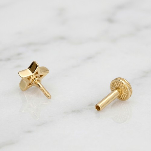 Labret ze złota 14K w kształcie gwiazdki z cyrkonią