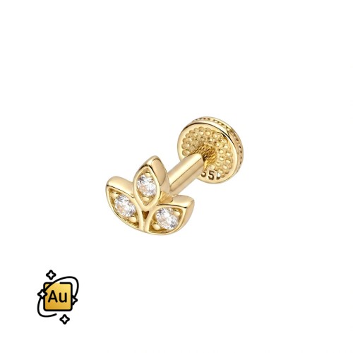 Labret ze Złota 14K z motywem kwiatu lotosu z cyrkoniami