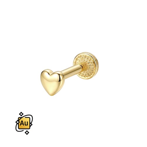Labret ze Złota 14K w kształcie gładkiego serduszka