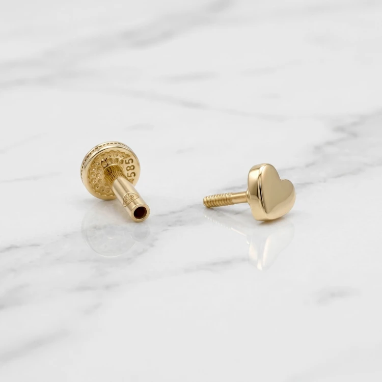 Labret ze Złota 14K w kształcie gładkiego serduszka
