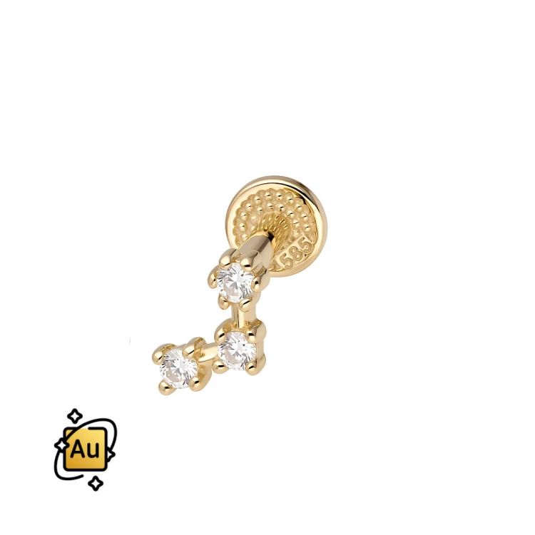 Labret ze Złota 14K z okrągłymi cyrkoniami w łuku