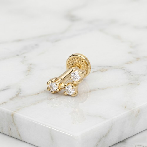 Labret ze Złota 14K z okrągłymi cyrkoniami w łuku
