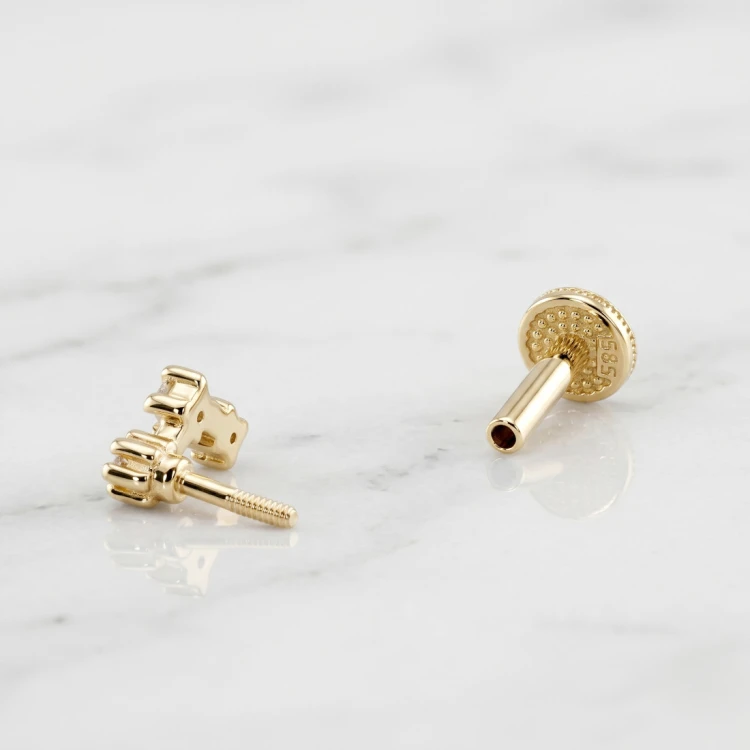 Labret ze Złota 14K z okrągłymi cyrkoniami w łuku
