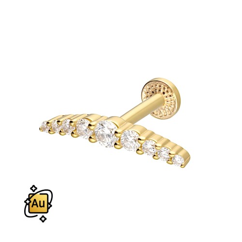 Labret ze Złota 14K w formie łuku z cyrkoniami