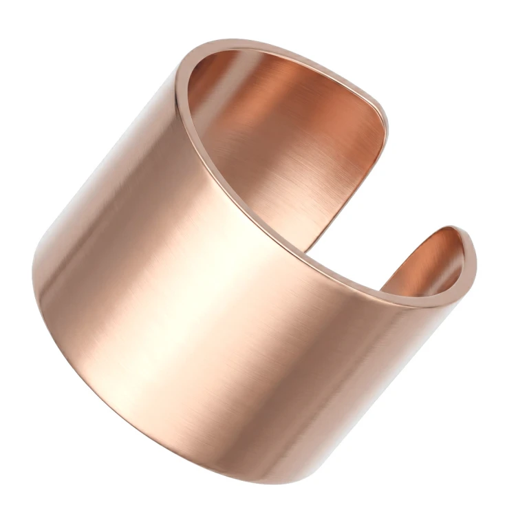 Szeroka otwarta obrączka stalowa rose gold