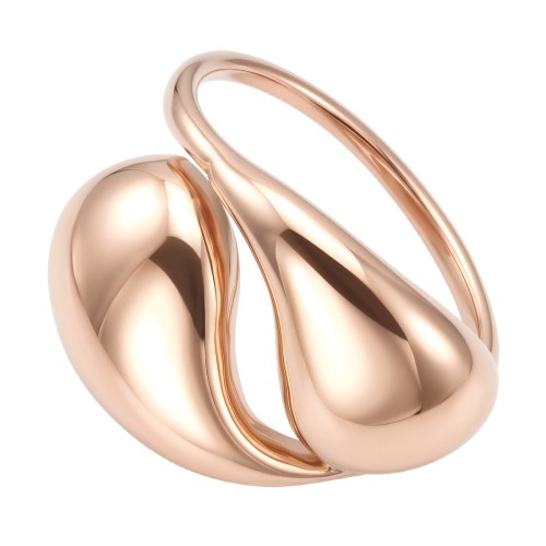 Pierścionek ze stali szlachetnej rose gold z motywem kropli