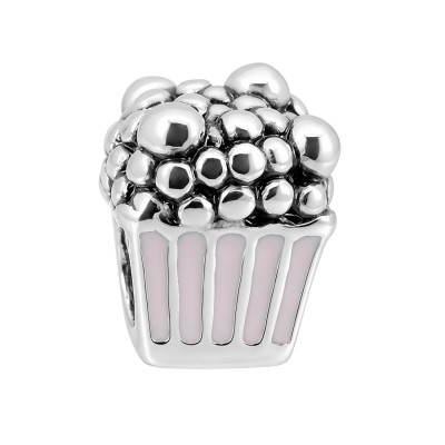 Koralik modułowy z oksydowanej stali szlachetnej w formie torebki z popcornem