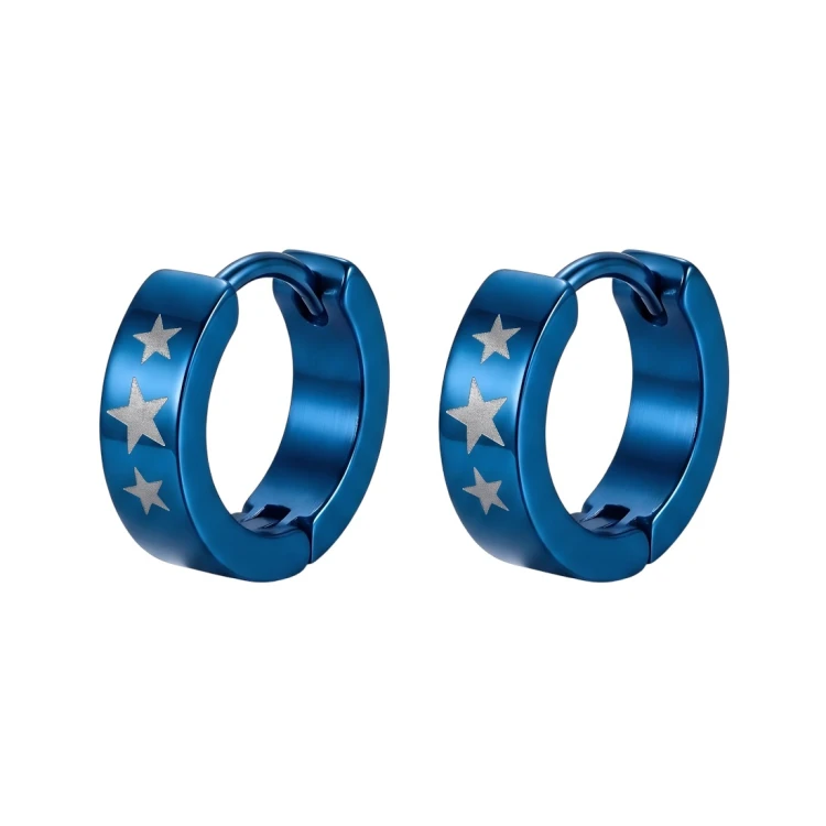 Kolczyki huggie kwadrat 4 x 13 mm kobaltowe gwiazdki.jpg