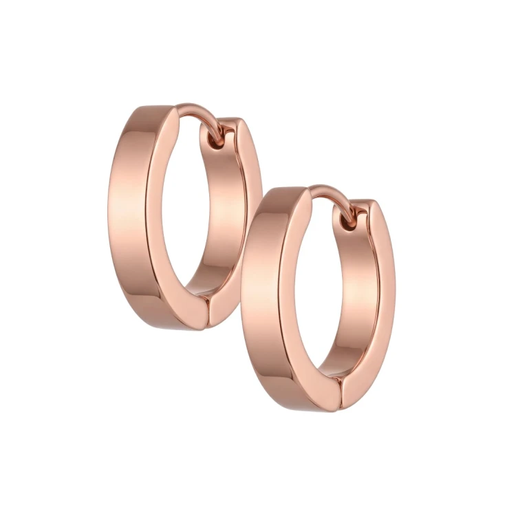 Kółka huggie różowe złoto ze stali 3 x 10 mm - profil kwadratowy.jpg