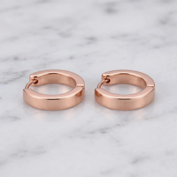 Kółka huggie różowe złoto ze stali 3 x 10 mm - profil kwadratowy.jpg