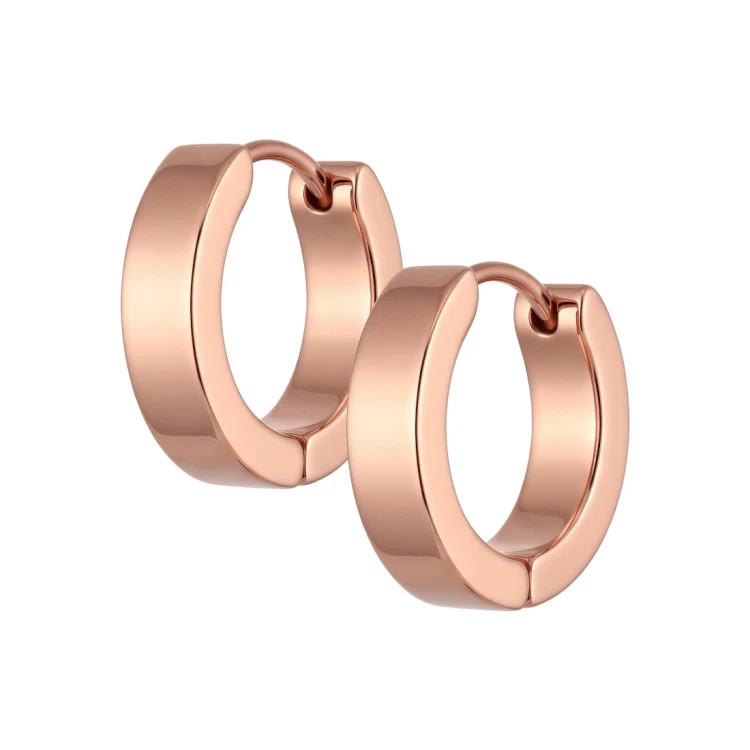 Kółka huggie różowe złoto ze stali 4 x 14 mm - profil kwadratowy.jpg