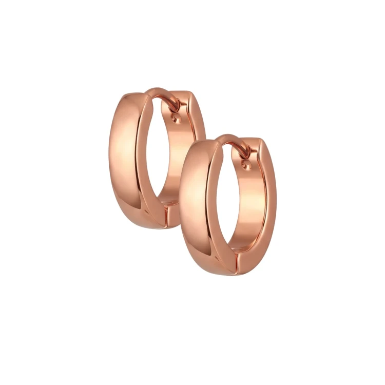 Kółka huggie różowe złoto ze stali 3 x 10 - 13 mm - profil półokrągły