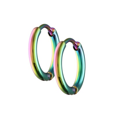 Kółka huggie w kolorach benzyny ze stali 2 x 10-24 mm - profil okrągły