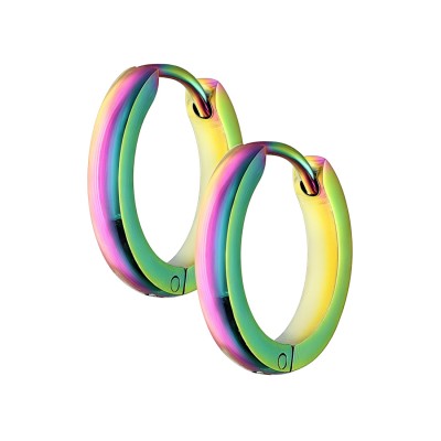 Kółka huggie w kolorach benzyny ze stali 2 x 16 mm - profil półokrągły