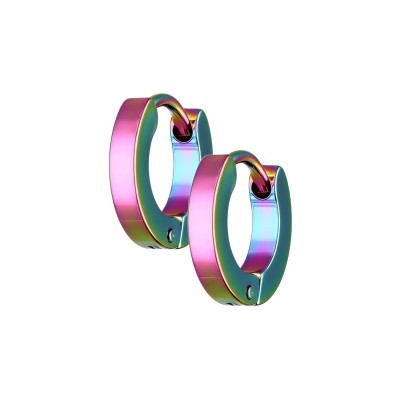 Kółka huggie w kolorach benzyny ze stali 2 x 11 mm - profil kwadratowy.jpg
